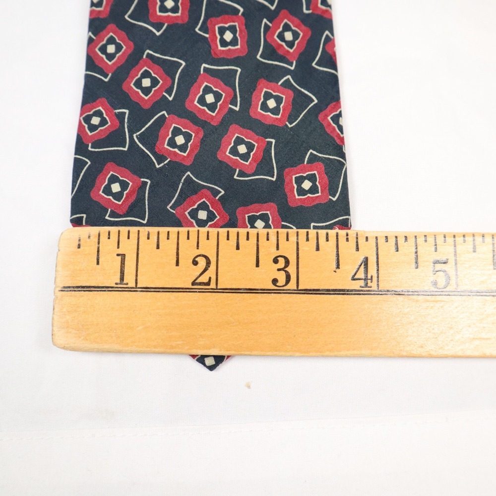 Polo Ralph Lauren Mark Shale Navy Silk Foulard Necktie Red Geometric Print USA - Picture 5 of 5